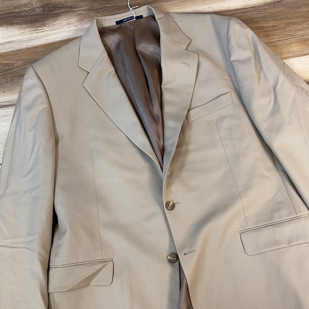 Hickey Freeman Blazer Mens 44 Reg Heritage 100% Wool Classic Tan USA Sport Coat